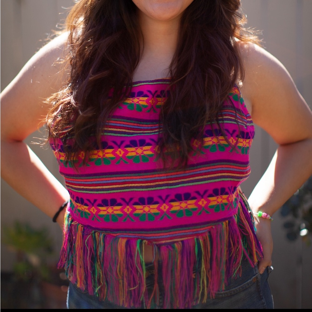 Mexican embroidered halter top.